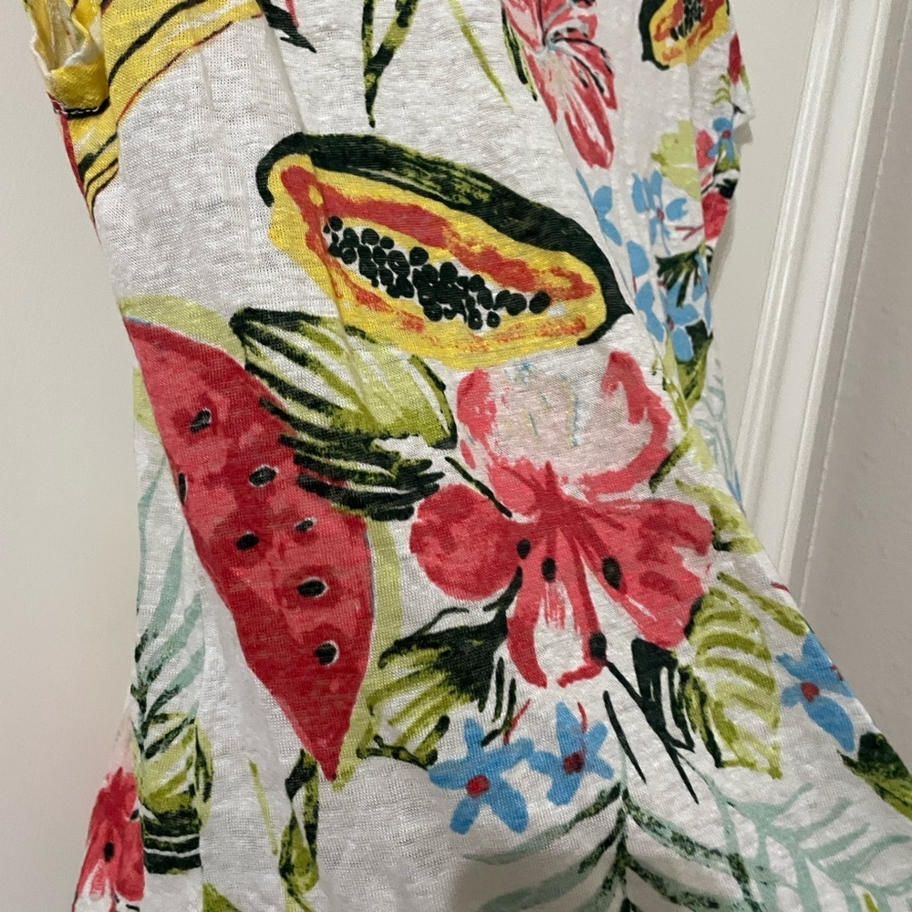 C&C California 100% Linen Tropical Fruit Print Top - Large - Picture 6 of 6